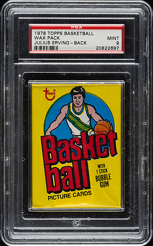 1978-1979 Topps Basketball Unopened Wax Pack PSA MINT 9 - Julius Erving on Back