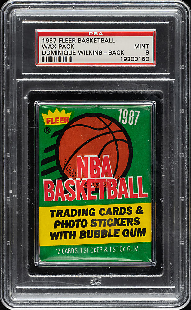 1987-1988 Fleer Basketball Unopened Wax Pack PSA MINT 9 - Dominique Wilkins on Back
