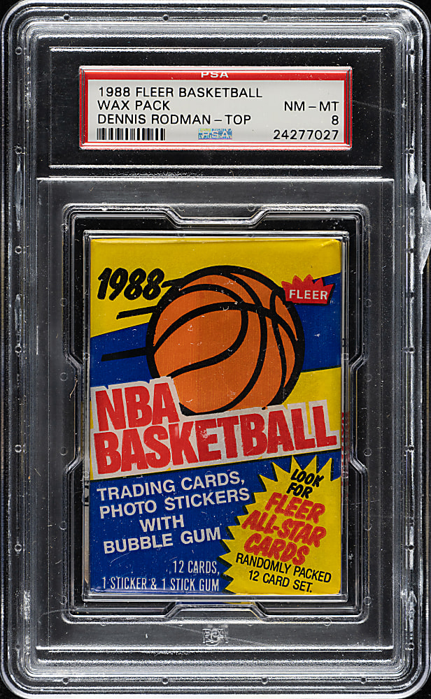 1988-1989 Fleer Basketball Unopened Wax Pack PSA NM-MT 8 - Dennis Rodman Rookie on Top