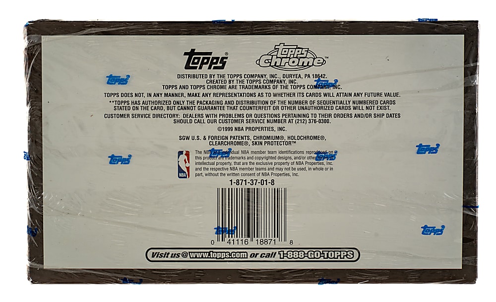 1998-1999 Topps Chrome Basketball Factory-Sealed Unopened Hobby Box (24 Packs) - Dirk Nowitzki and Vince Carter Rookie Year