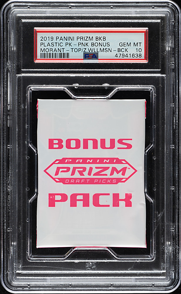 2019-2020 Panini Prizm Basketball Unopened Pink Pulsar Bonus Plastic Pack PSA GEM MINT 10 - Ja Morant and Zion Williamson Showing