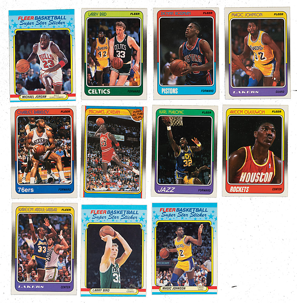High-Grade 1988-1989 Fleer Basketball Complete Set (132) Plus Complete Stickers Set (11) Including #17 Michael Jordan SGC MINT 9