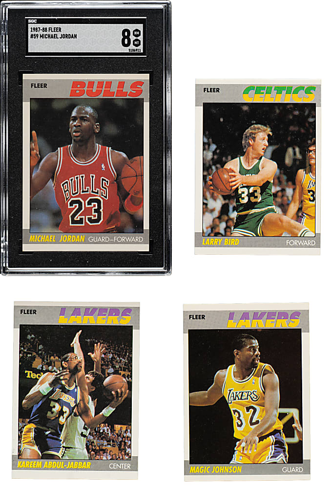 High-Grade 1987-1988 Fleer Basketball Complete Set (132) Plus Complete Stickers Set (11) Including #59 Michael Jordan SGC NM/MT 8