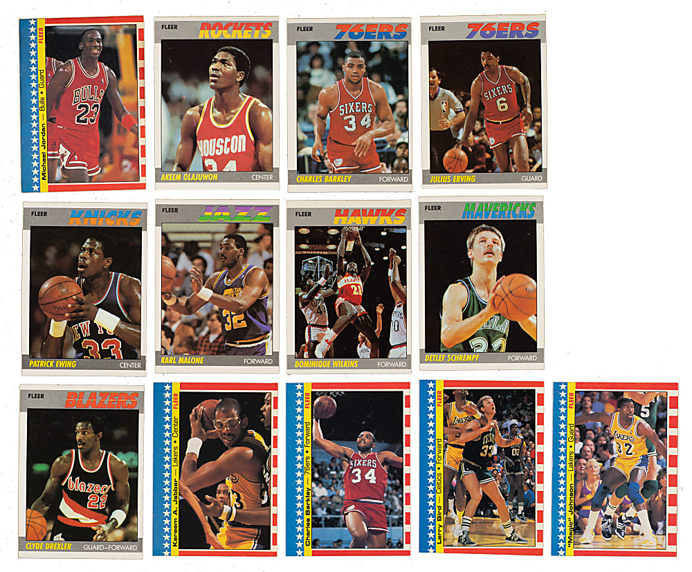 High-Grade 1987-1988 Fleer Basketball Complete Set (132) Plus Complete Stickers Set (11) Including #59 Michael Jordan SGC NM/MT 8