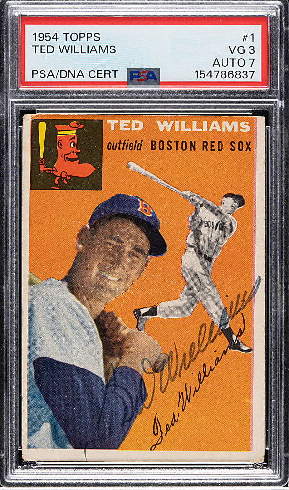 Signed 1954 Topps #1 Ted Williams PSA VG 3 with NM 7 Signature