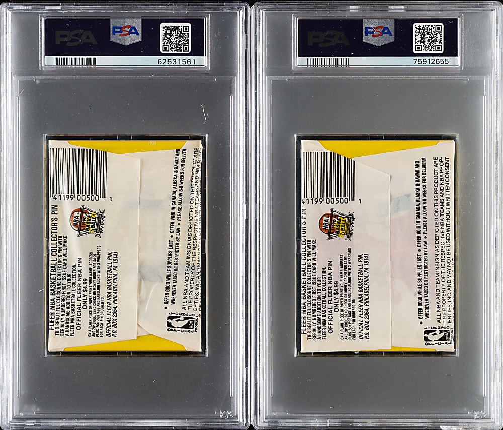 1990-1991 Fleer Basketball Unopened Wax Pack PSA MINT 9 Pair - Michael Jordan All-Star on Back  and Shawn Kemp on Top