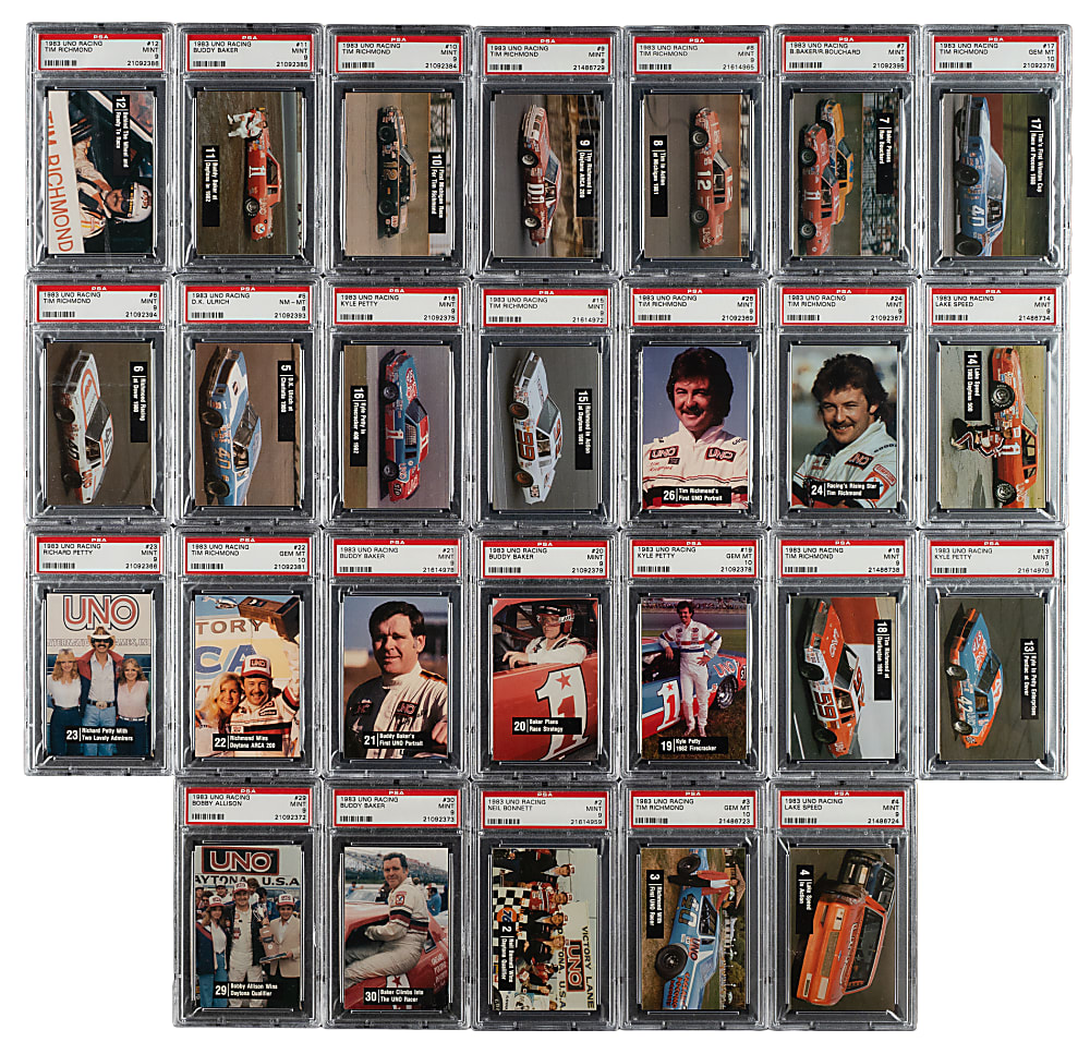 1983 UNO Racing Complete PSA-Graded Set (30) Including Dale Earnhardt Rookie Card