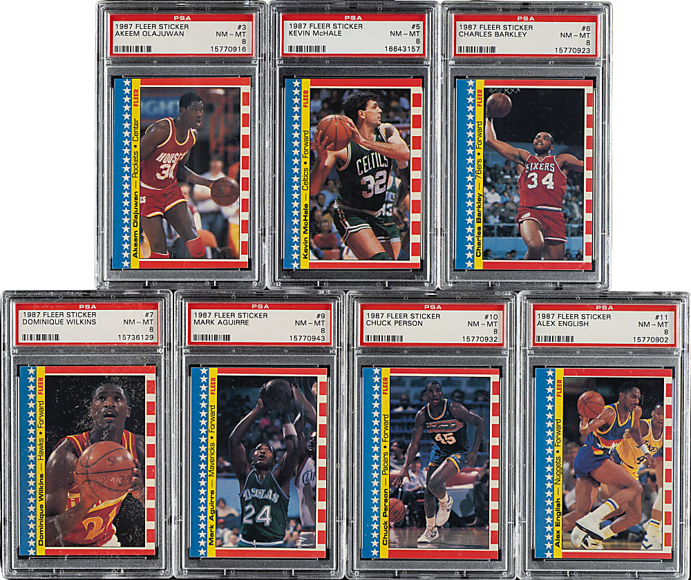 1987-1988 Fleer Basketball Stickers PSA NM-MT 8 Complete Set (11)
