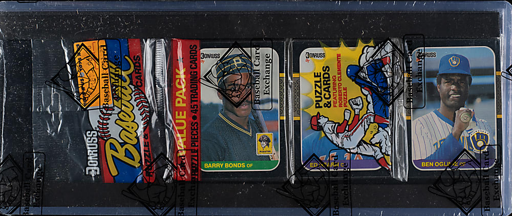 1987 Donruss Unopened Rack Pack - BBCE - Barry Bonds Rookie on Top
