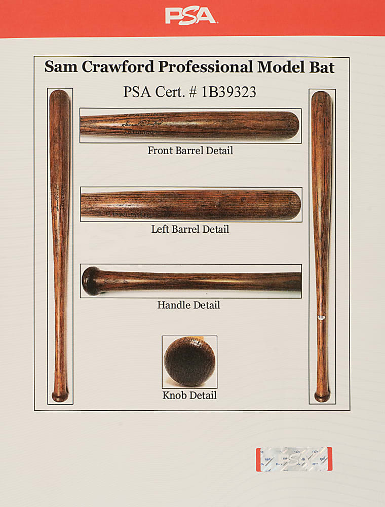 1917-1925 Sam Crawford Detroit Tigers Game-Used Bat PSA/DNA GU 6