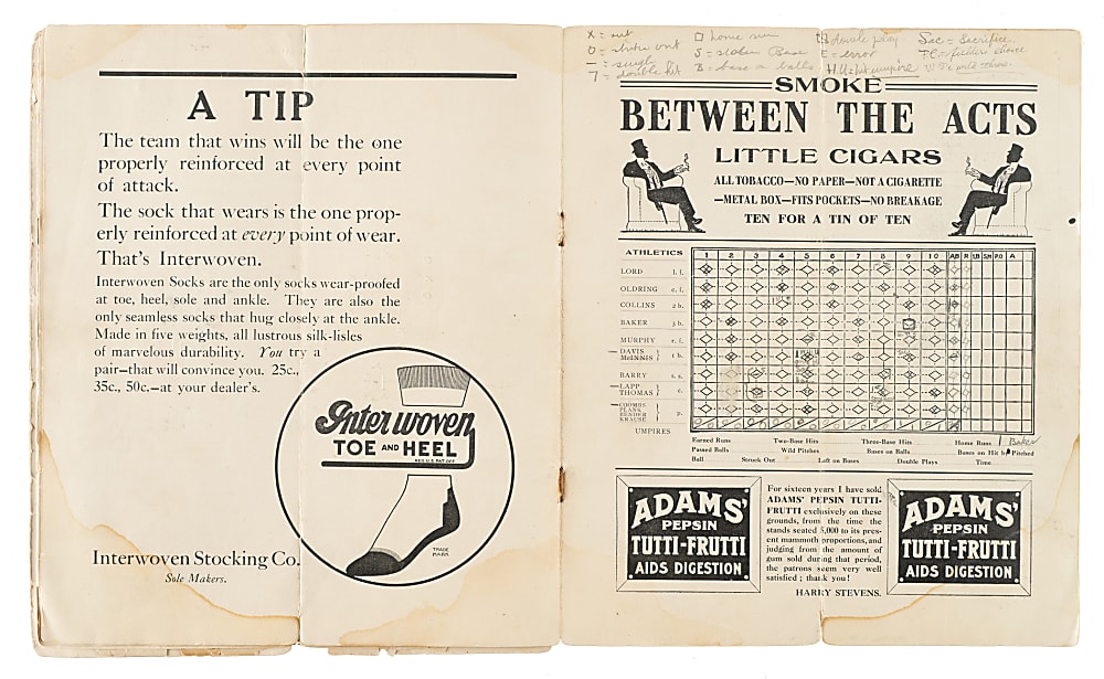 1911 New York Giants (vs. Philadelphia Athletics) World Series Game 3 Program