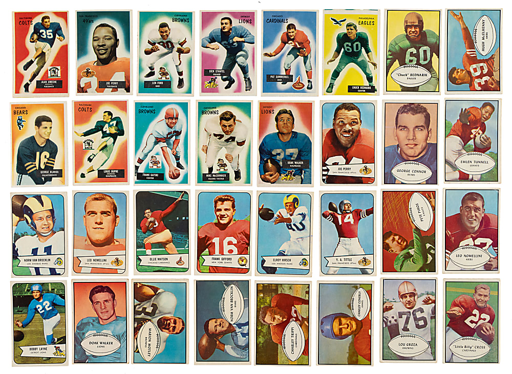 1953 to 1955 Bowman Football Partial Set Trio (3 Sets, 241 Cards)