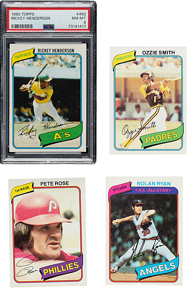 High-Grade 1980 Topps Complete Set (726) Including #482 Rickey Henderson Rookie PSA NM-MT 8