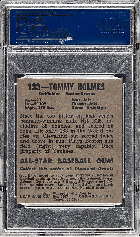 1948-1949 Leaf #133 Tommy Holmes Short Print PSA VG-EX 4
