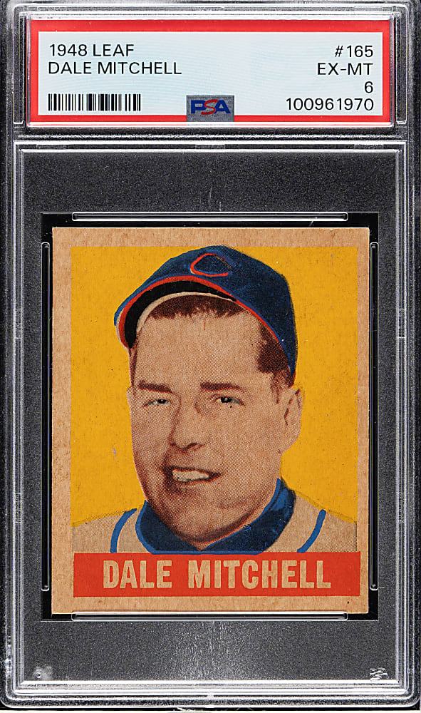 1948-1949 Leaf #165 Dale Mitchell Short Print PSA EX-MT 6