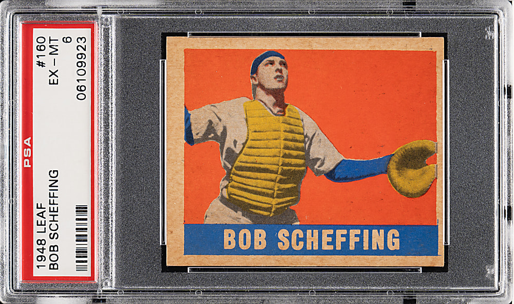 1948-1949 Leaf #160 Bob Scheffing Short Print PSA EX-MT 6