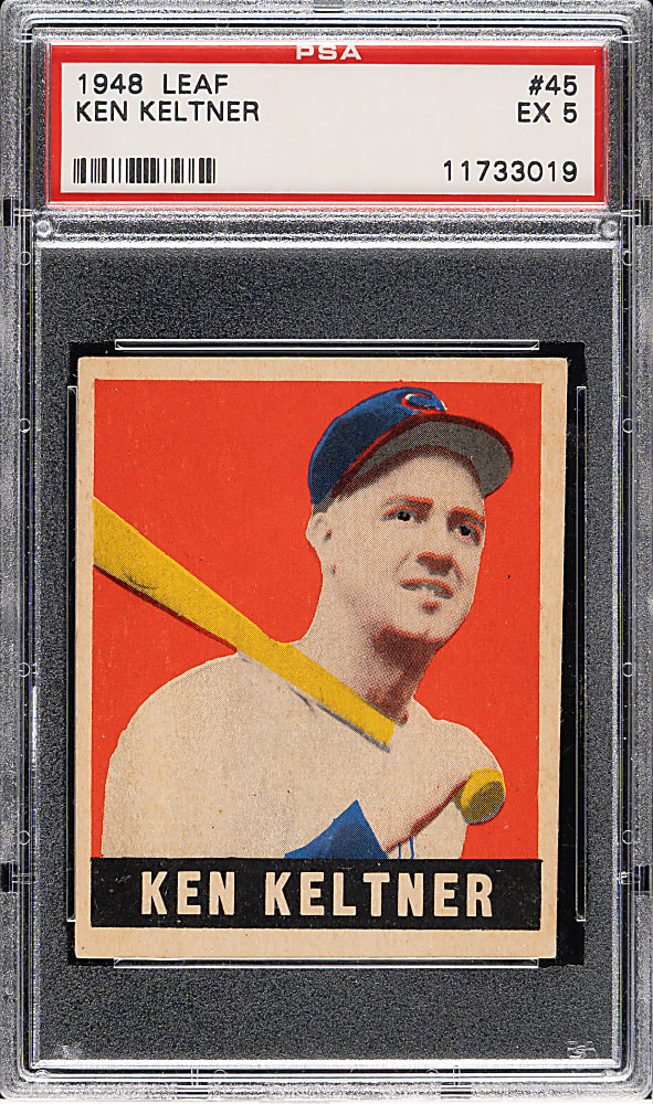 1948-1949 Leaf #45 Ken Keltner Short Print PSA EX 5