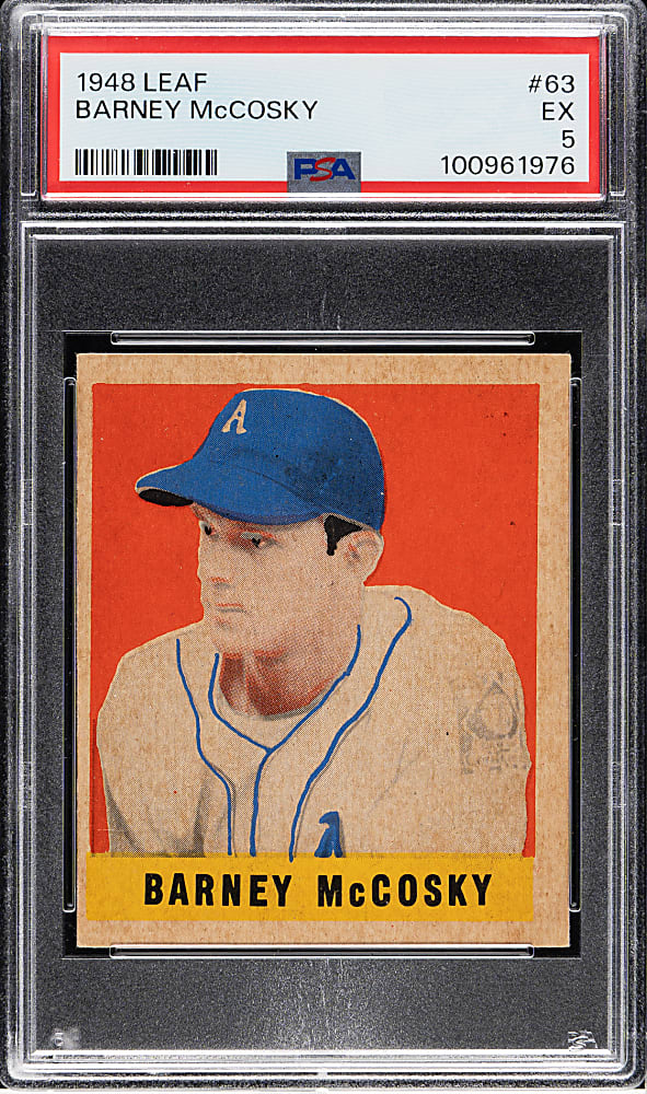 1948-1949 Leaf #63 Barney McCosky Short Print PSA EX 5