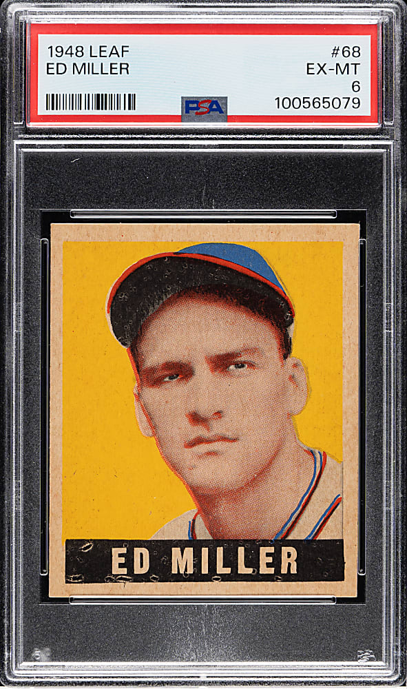 1948-1949 Leaf #68 Ed Miller Short Print PSA EX-MT 6