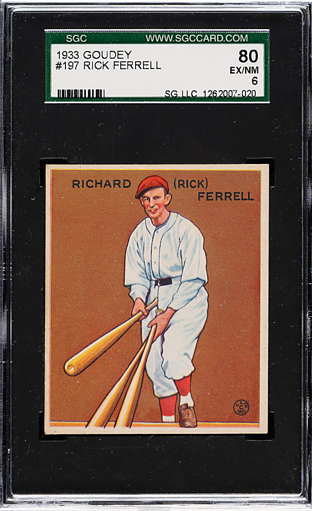 1933 R319 Goudey #197 Rick Ferrell SGC EX/NM 80