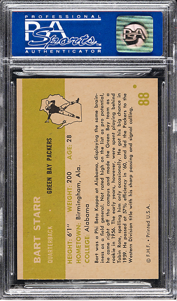1961 Fleer Football #88 Bart Starr PSA MINT 9