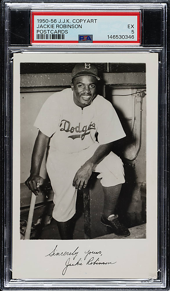 1950s JJK Copyart Real-Photo Postcard (No Text Variety) Jackie Robinson PSA EX 5