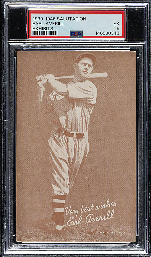1939-1946 W462 Salutation Exhibits Earl Averill PSA EX 5