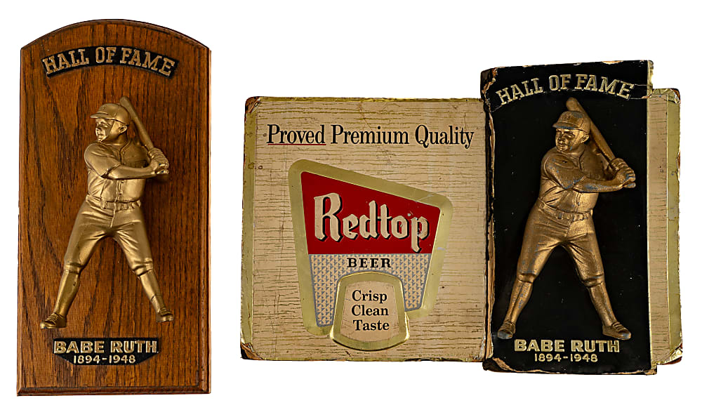 1957 Redtop Beer Advertising Display with Babe Ruth Plus "Hall of Fame Sport Series" Babe Ruth Statue