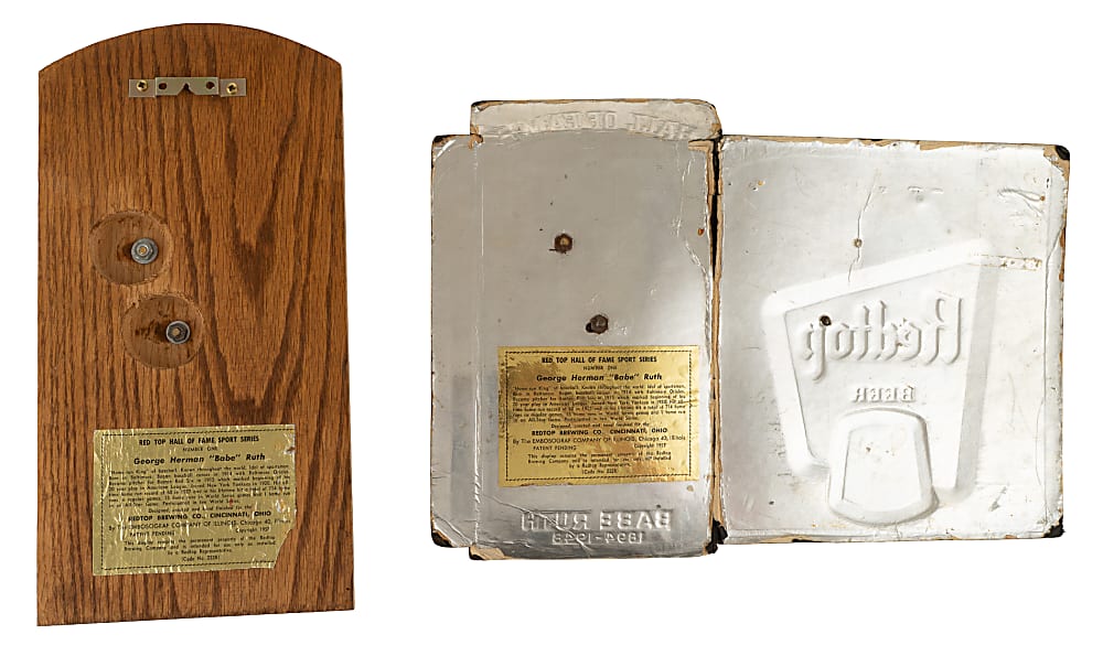 1957 Redtop Beer Advertising Display with Babe Ruth Plus "Hall of Fame Sport Series" Babe Ruth Statue