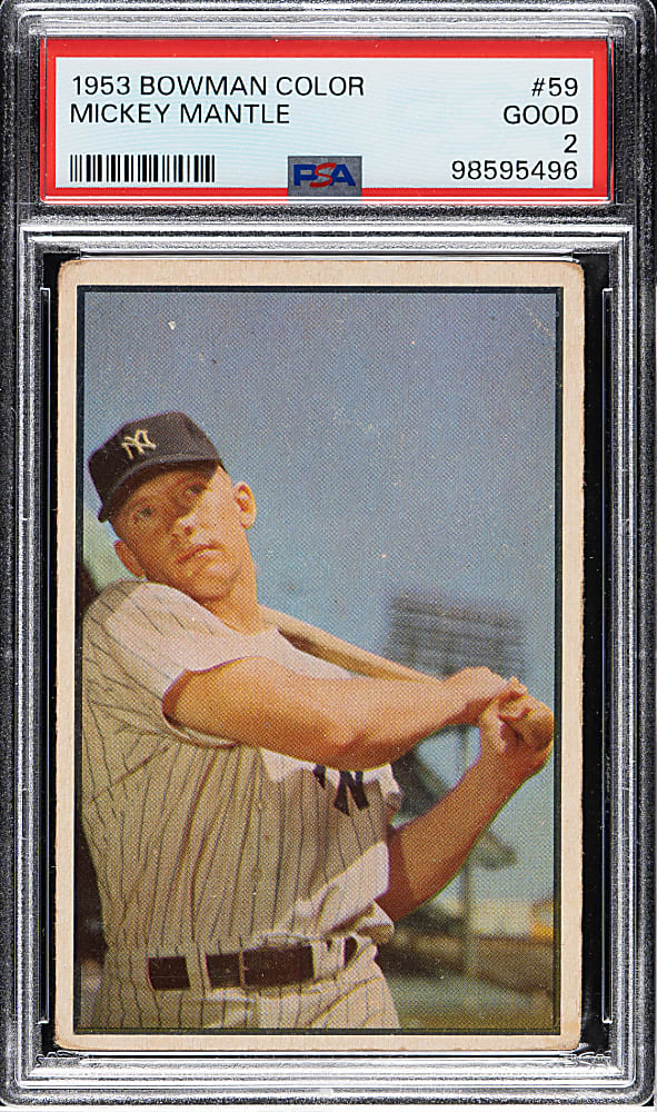 1953 Bowman Color #59 Mickey Mantle PSA GOOD 2