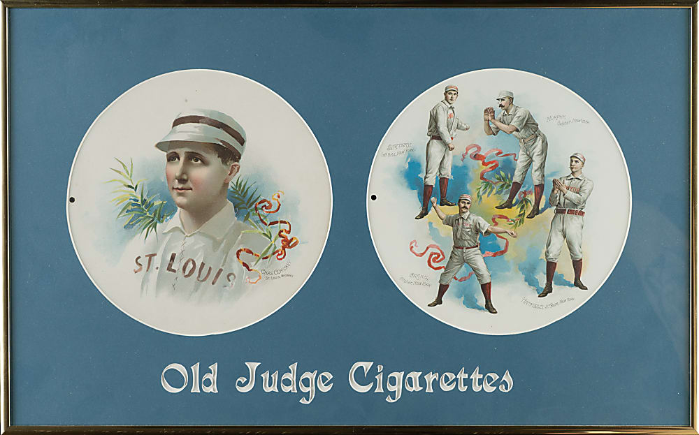 1889 A35 Goodwin Round Album Page Charles Comiskey and Slattery, Murphy, Crane, and Hatfield Pair