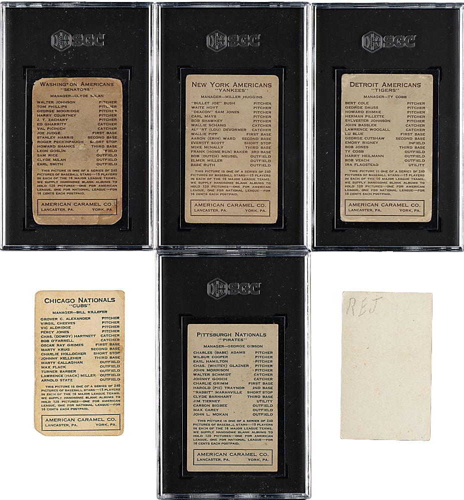 1922 E120 American Caramel Complete Set (240) Including Ty Cobb, Babe Ruth, and Walter Johnson