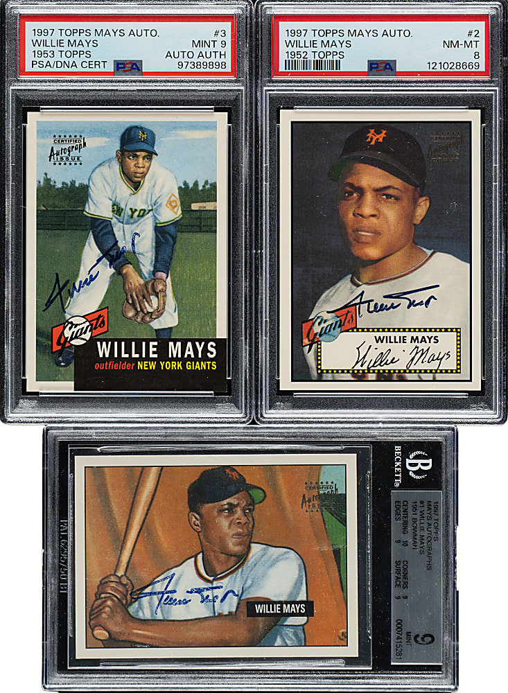 1997 Topps Willie Mays Commemorative Reprint Autographs Complete PSA- and BGS-Graded Set (18)