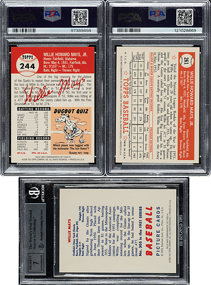1997 Topps Willie Mays Commemorative Reprint Autographs Complete PSA- and BGS-Graded Set (18)