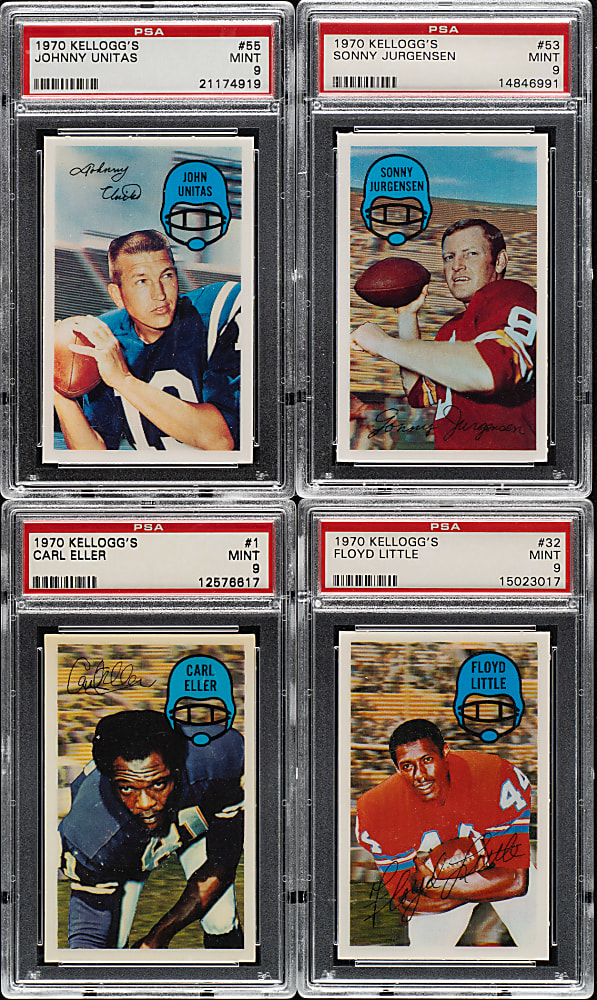 1970 Kellogg's Football PSA MINT 9 Partial Set (50/75)
