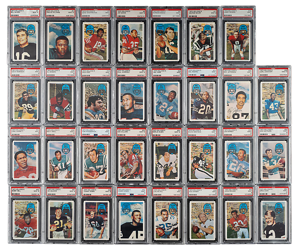 1970 Kellogg's Football PSA MINT 9 Partial Set (50/75)