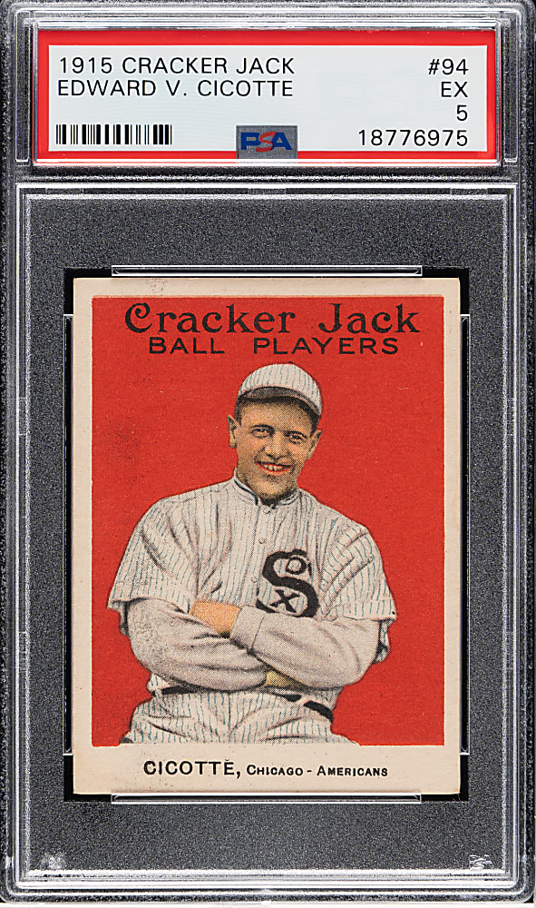 1915 E145 Cracker Jack #94 Edward Cicotte PSA EX 5