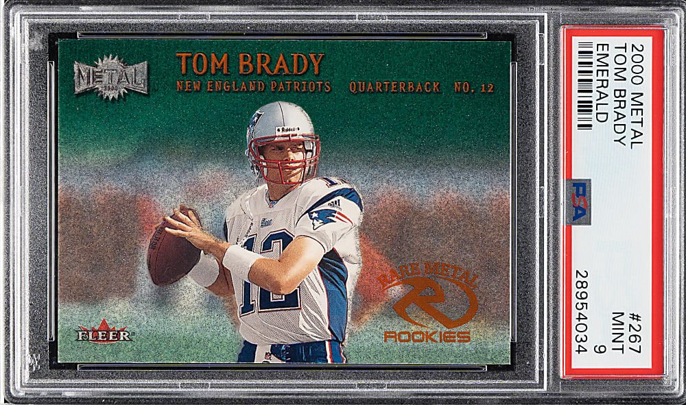 2000 Fleer Metal Football #267 Tom Brady Rookie Emerald PSA MINT 9