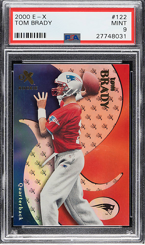 2000 Fleer E-X Football #122 Tom Brady Rookie #1,123/1,500 PSA MINT 9