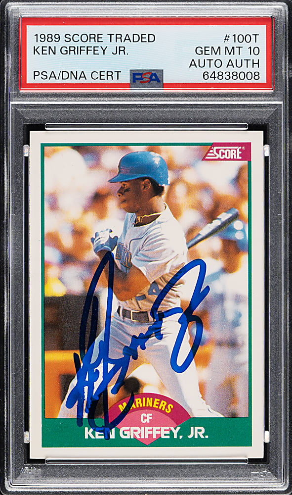 Signed 1989 Score Traded #100T Ken Griffey Jr. Rookie PSA GEM MINT 10