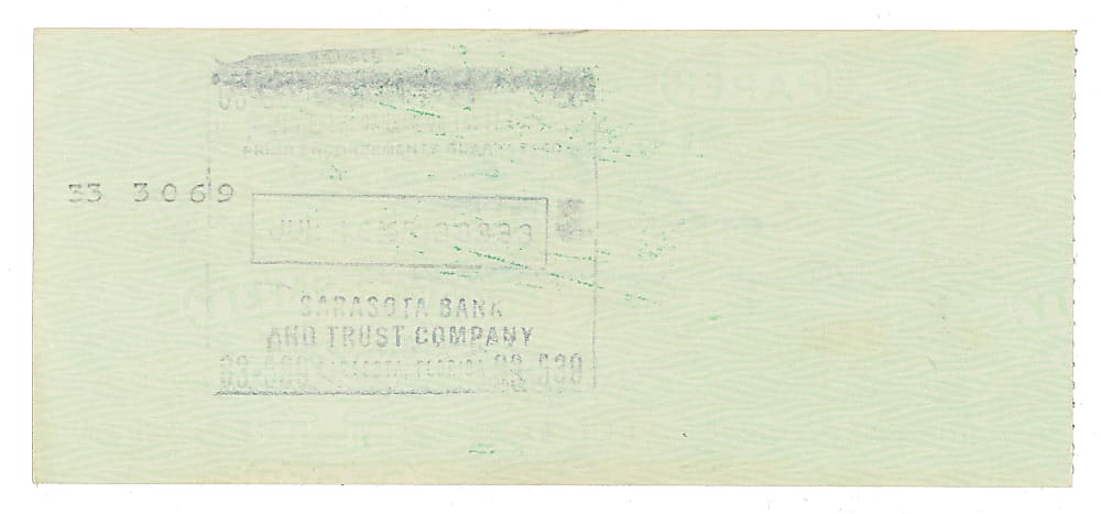 1965 Heinie Manush Signed Check