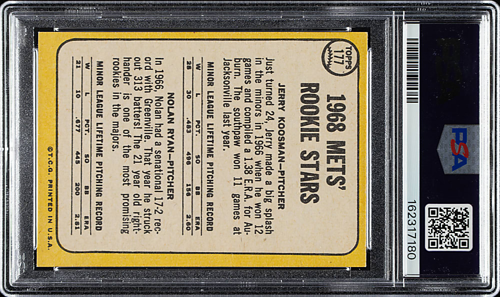 1968 Topps Milton Bradley #177 Nolan Ryan Rookie PSA NM-MT+ 8.5
