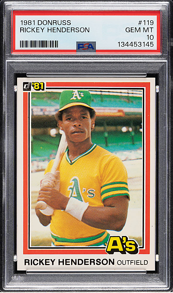 1981 Donruss #119 Rickey Henderson PSA GEM MINT 10