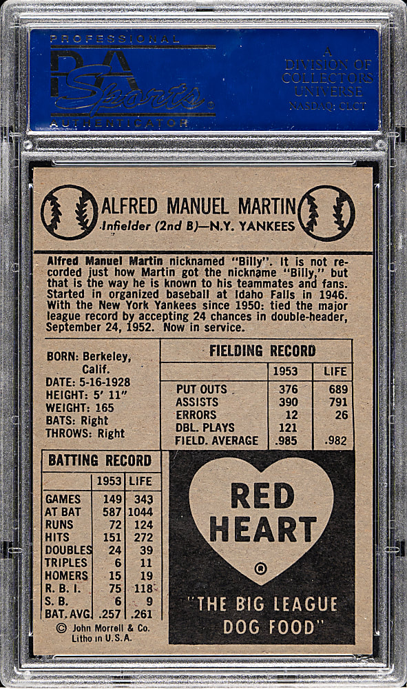 1954 Red Heart Billy Martin PSA NM-MT 8