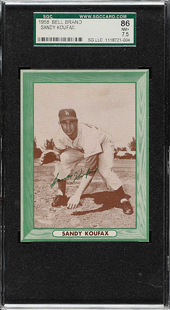 1958 Bell Brand Dodgers Sandy Koufax SGC NM+ 86