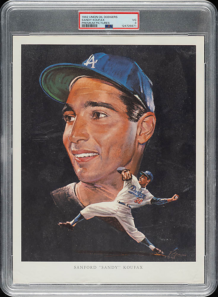 1962 Union Oil Dodgers Premium Pictures Sandy Koufax PSA VG 3