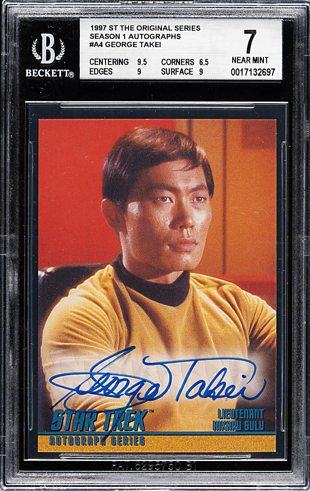 1997 Skybox Star Trek The Original Series Autograph Season One #A4 George Takei BGS NM 7 with MINT 9 Autograph