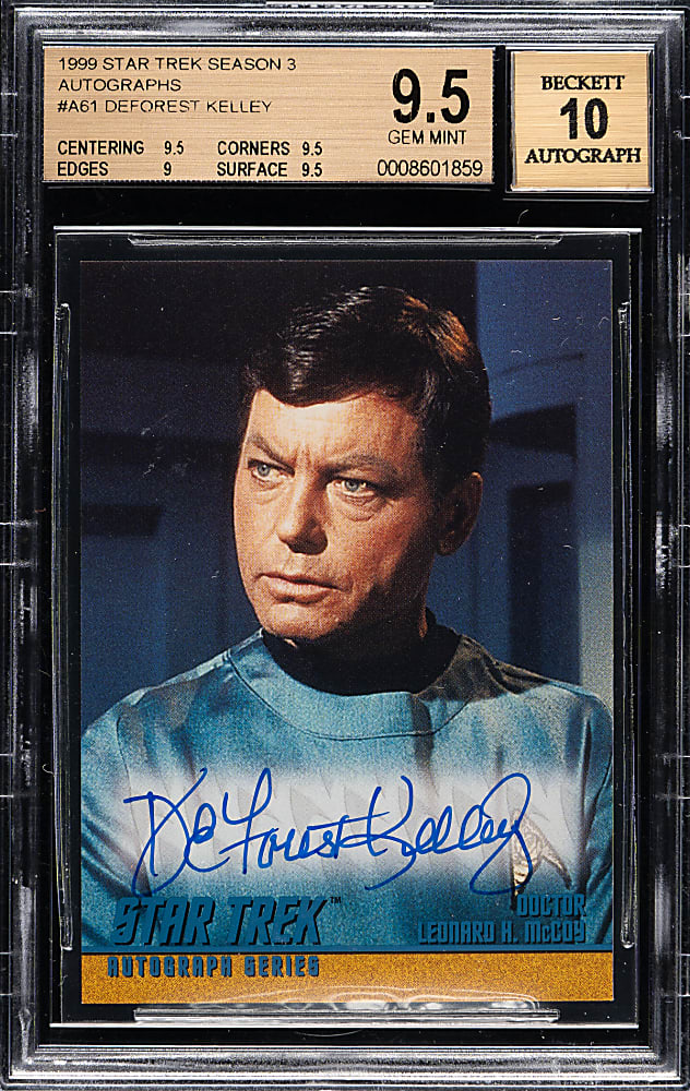 1999 Skybox Star Trek The Original Series Autograph Season Three #A61 Deforest Kelley BGS GEM MINT 9.5 with GEM MINT 10 Signature