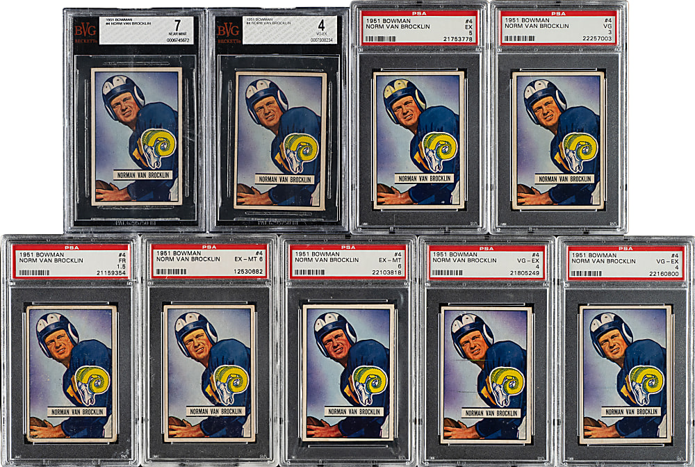 1951 to 1955 Bowman Football Norm Van Brocklin Collection (47) Including 37 Rookies and 11 Graded Cards