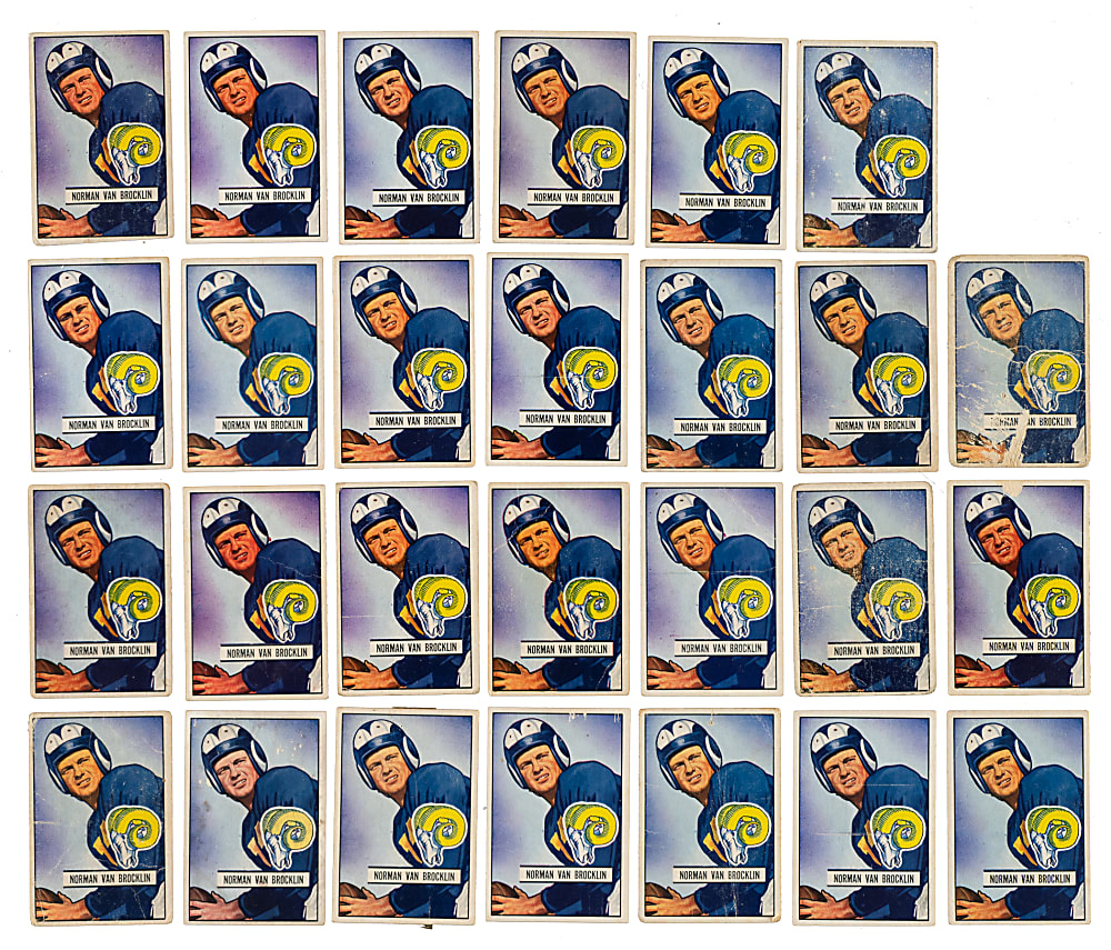 1951 to 1955 Bowman Football Norm Van Brocklin Collection (47) Including 37 Rookies and 11 Graded Cards